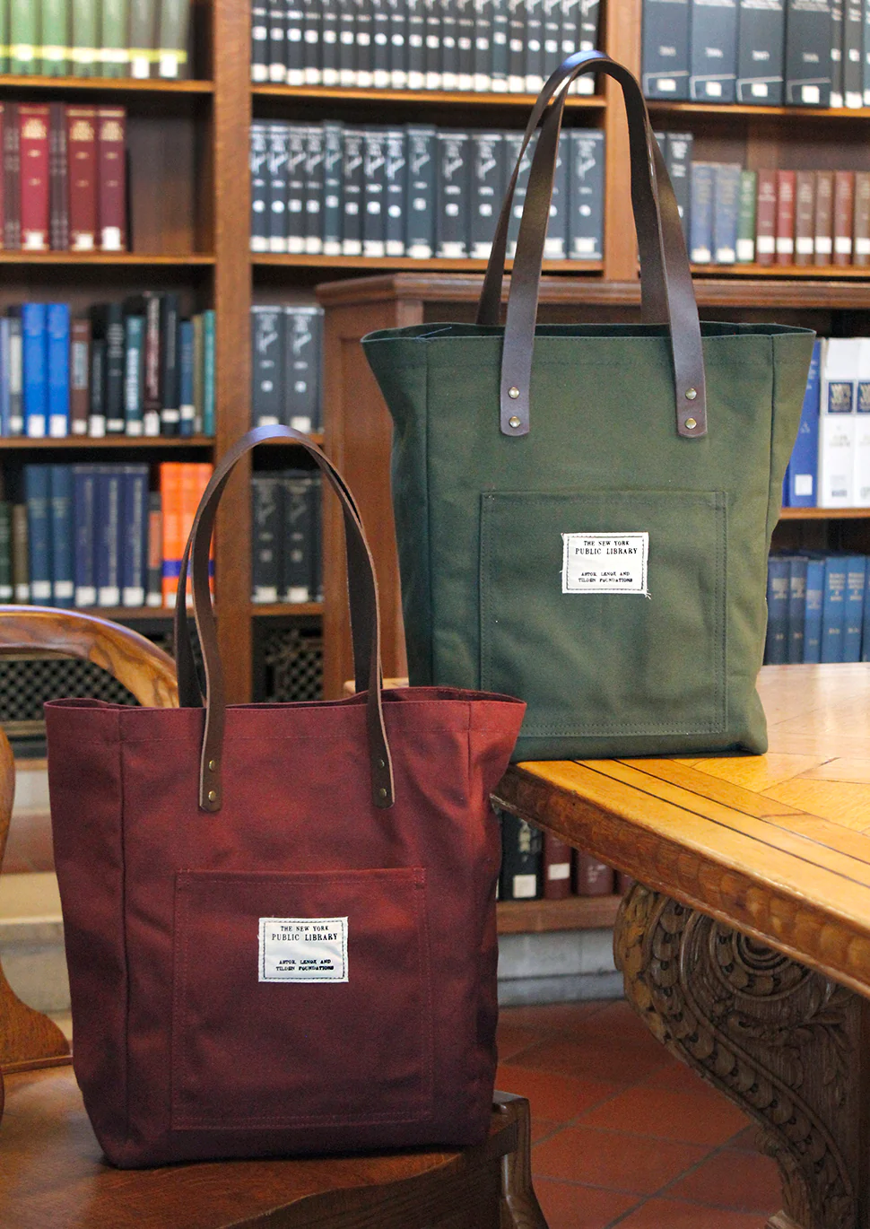 Auburn Vintage NYPL Stamp Tote Bag - Image 3