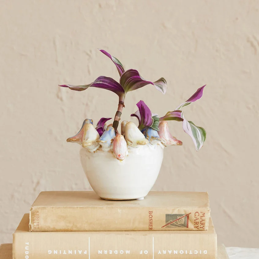Birds Stoneware Planter