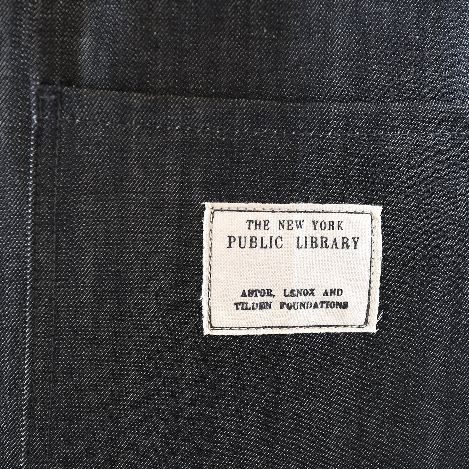 Black Denim Vintage NYPL Stamp Tote Bag - Image 3