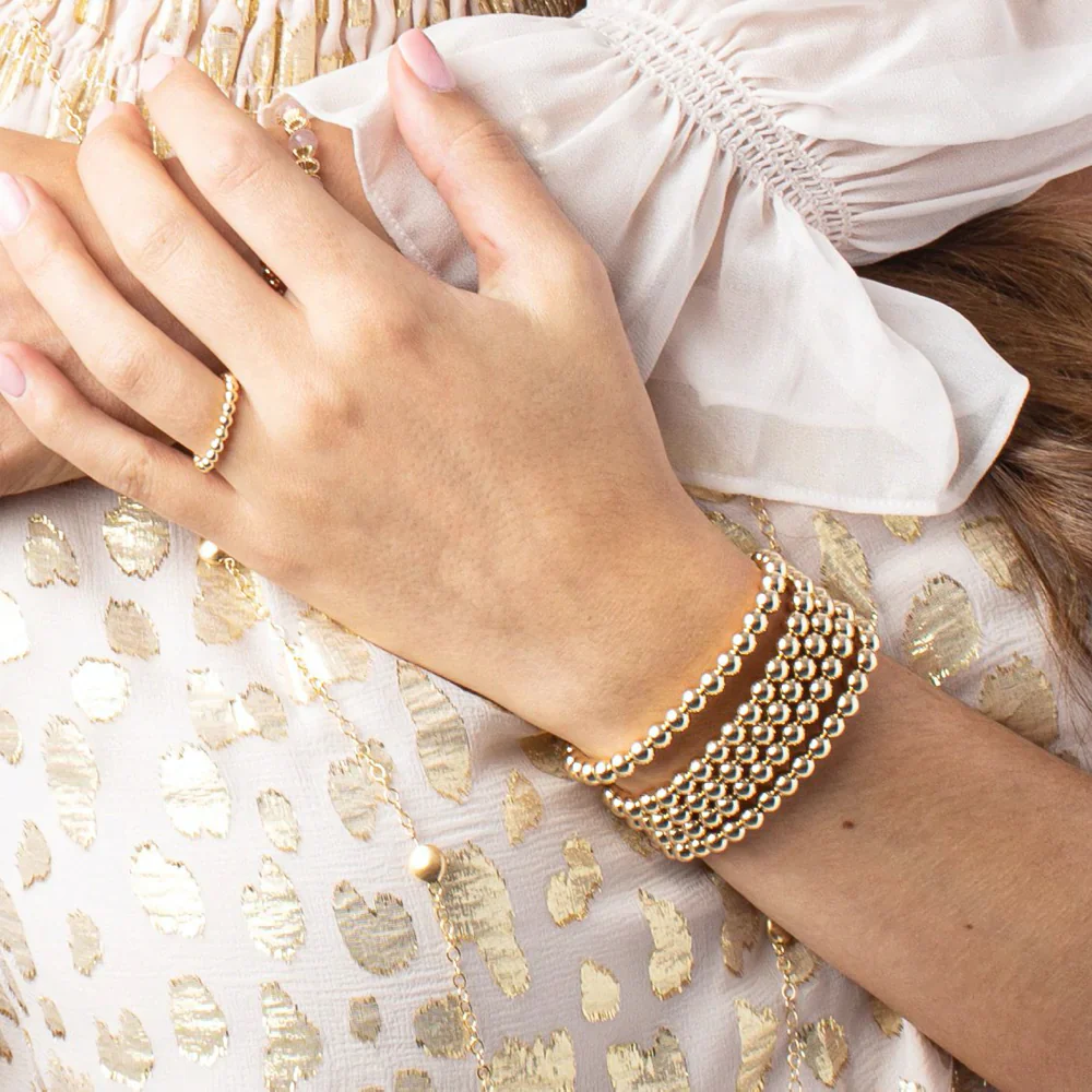 Classic Gold Bead Stackable Bracelet - Image 6