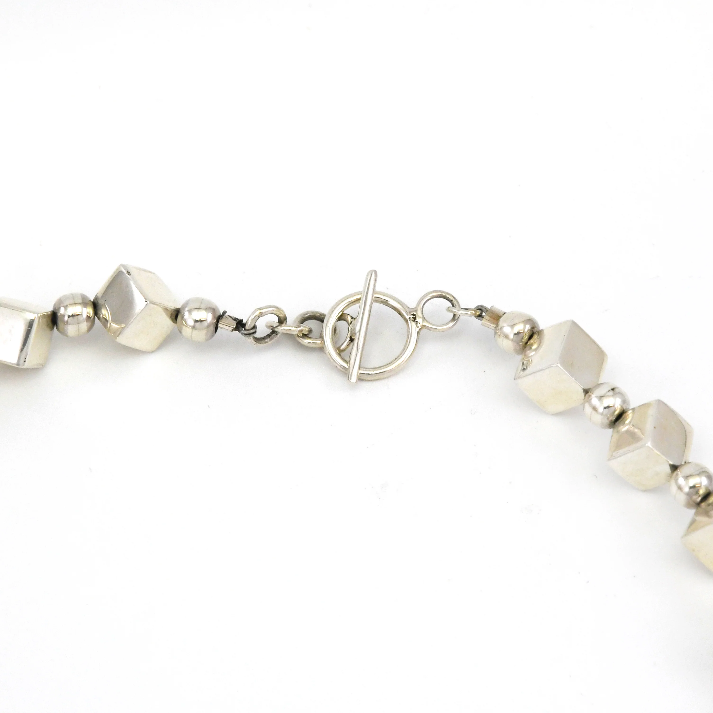 Cubes & Beads Silver Necklace - Image 2