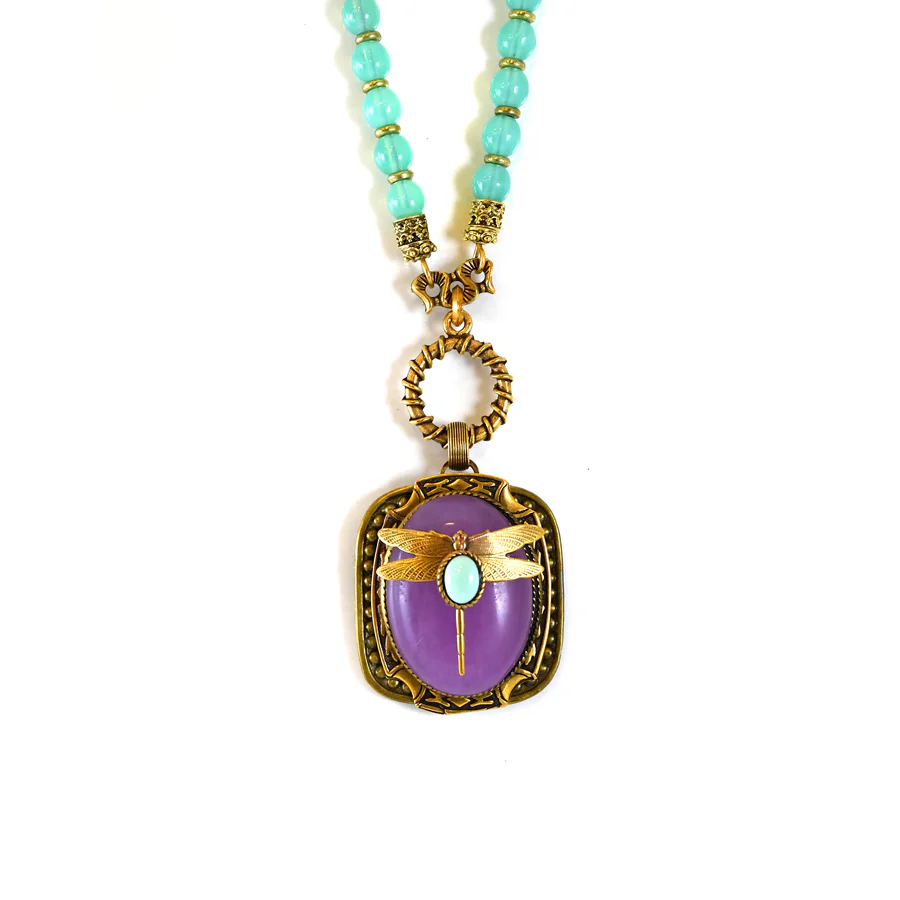 Fuchsia Dragonfly Necklace