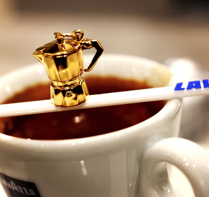 Gold Espresso Coffee Pot Charm - Image 2