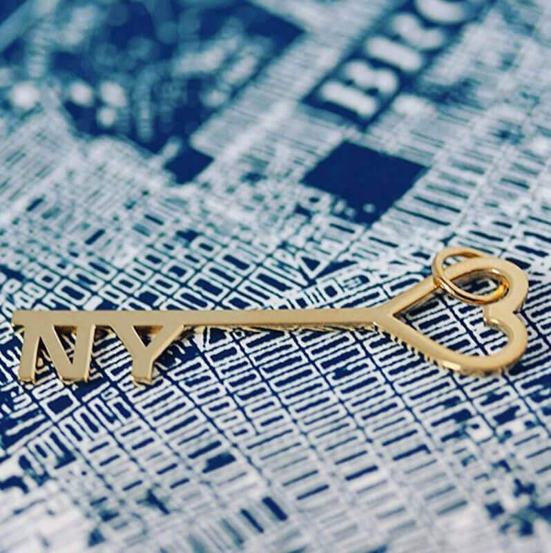 Gold I Love New York Key & Heart Charm - Image 2