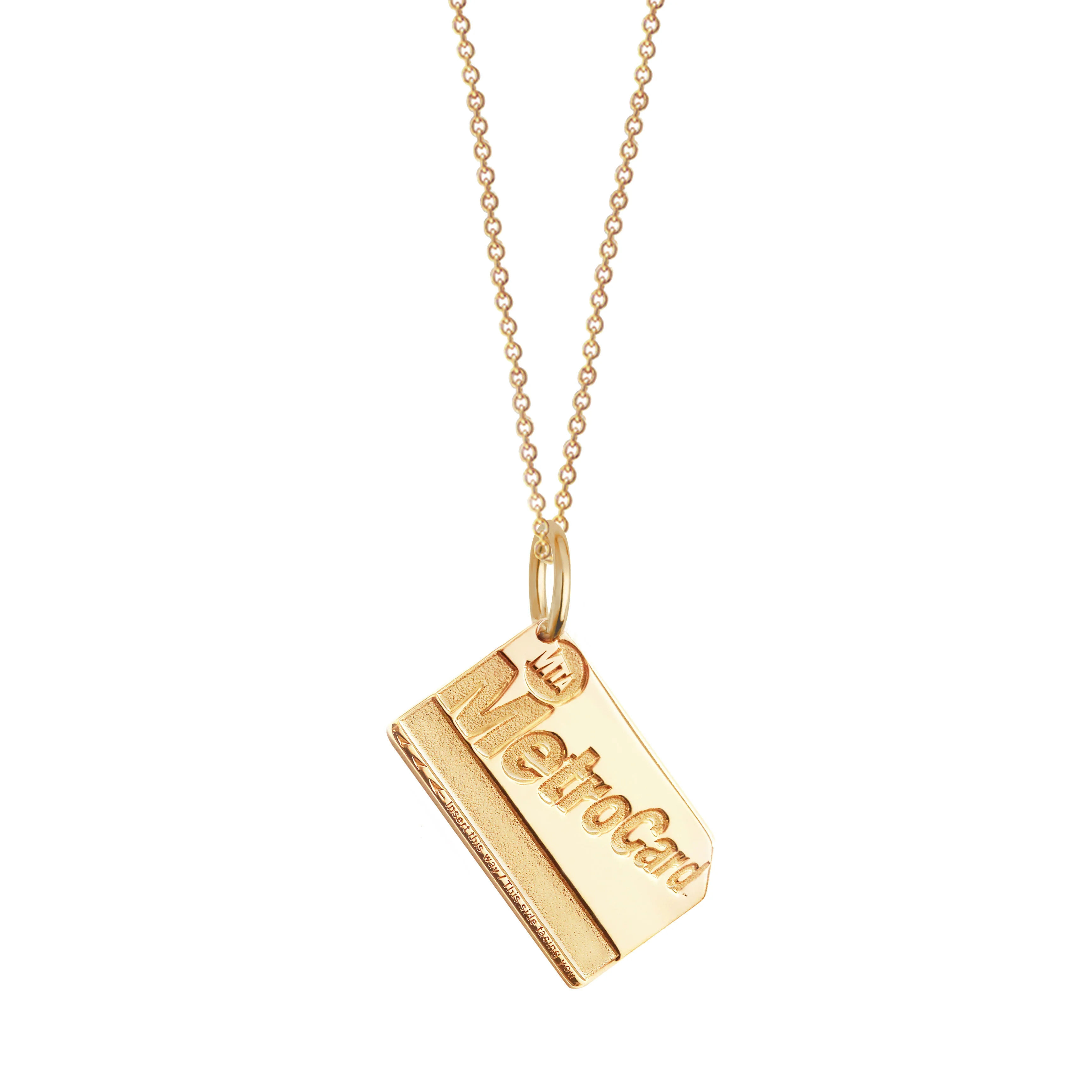Gold Vermeil Mini MetroCard Charm Necklace