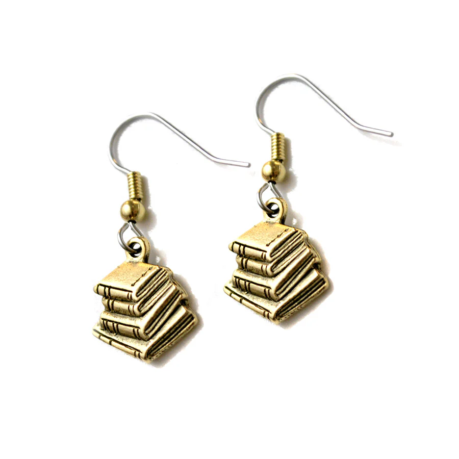 Gold Plated Book Stack Earrings