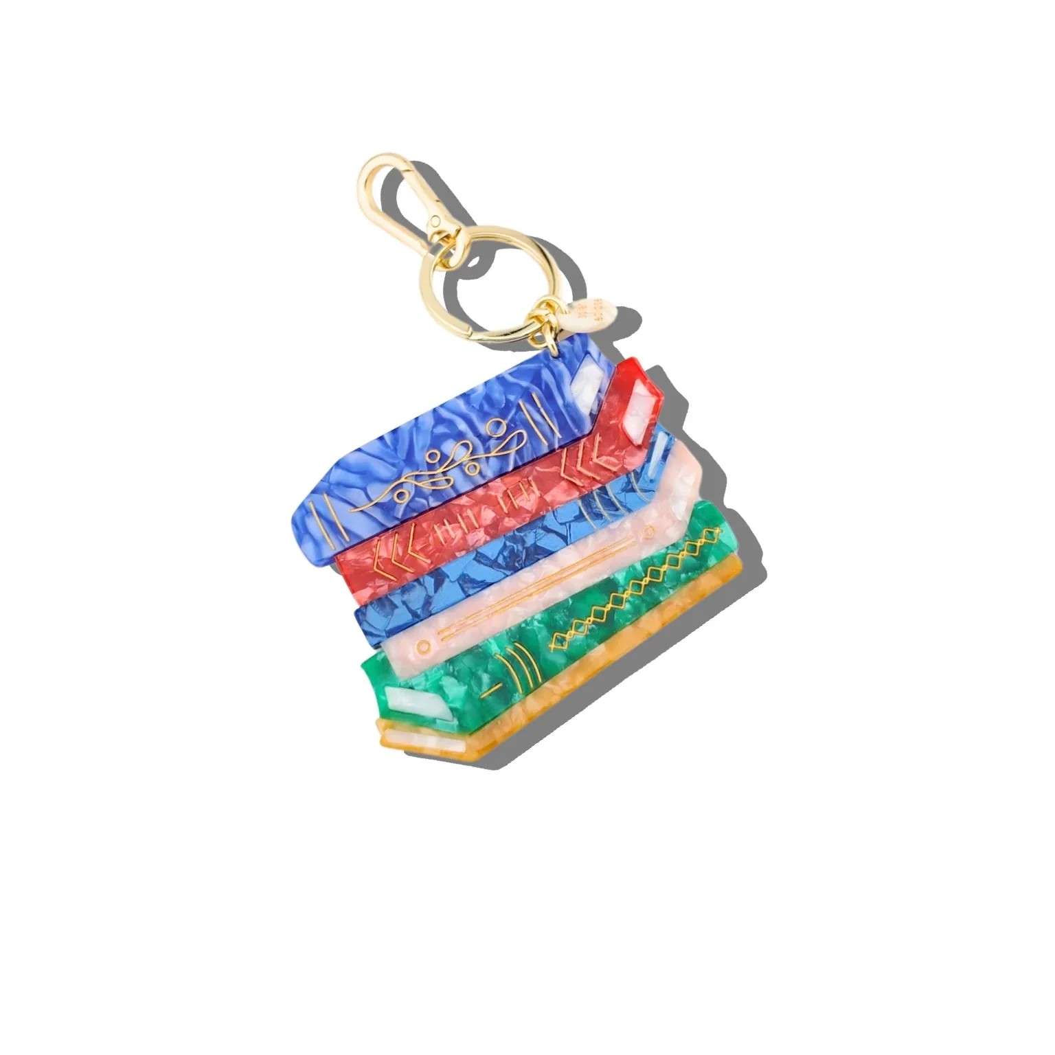 Hand-painted Book Stack Bag Charm + Keychain