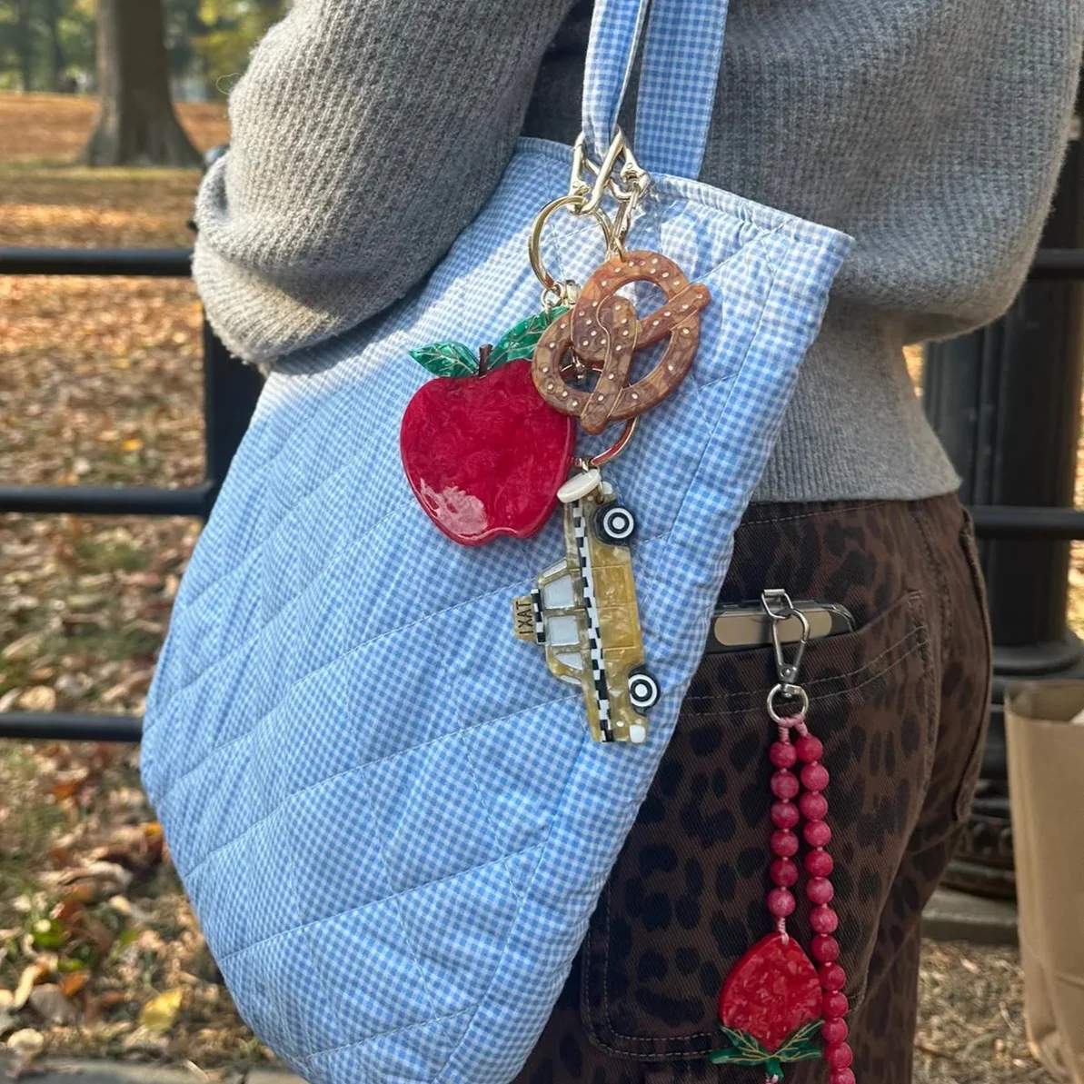 Hand-painted Taxicab Bag Charm + Keychain - Image 2