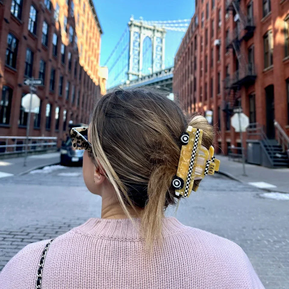 Hand-Painted Yellow Taxi Cab Claw Hair Clip - Image 2