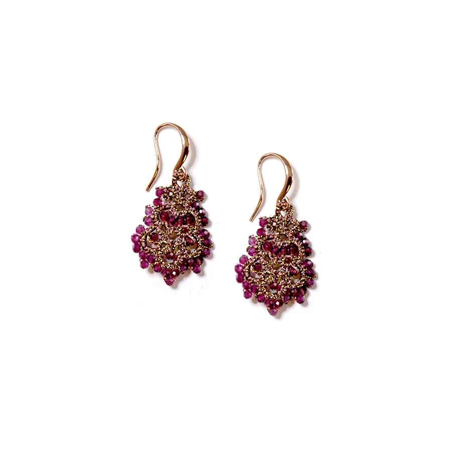 Lace Earrings: Donna in Garnet