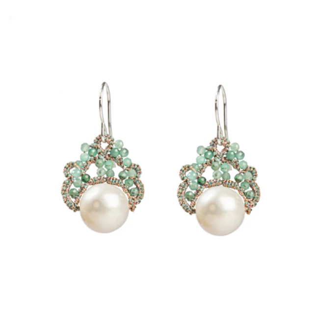 Lace Earrings: Moona Pearl & Esmerald