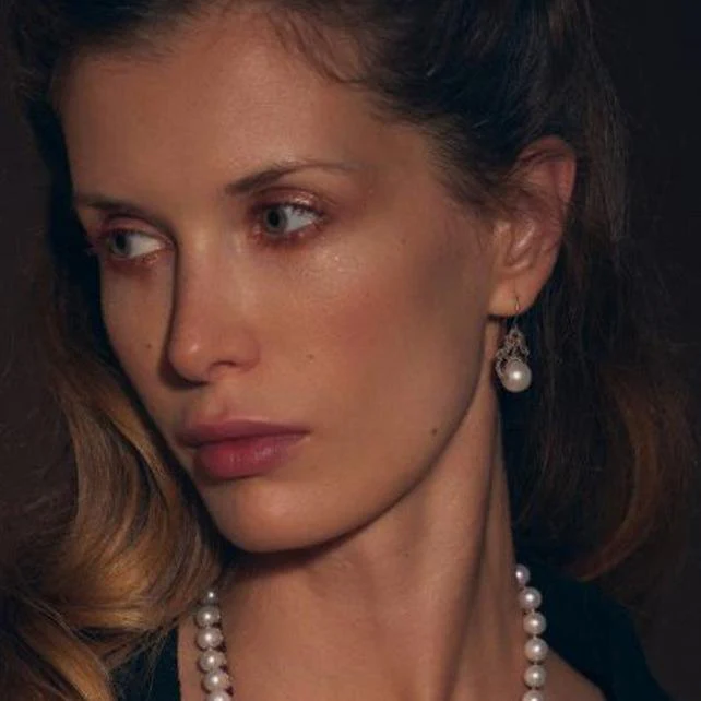 Lace Earrings: Moona Pearl & Pink Tourmaline - Image 2