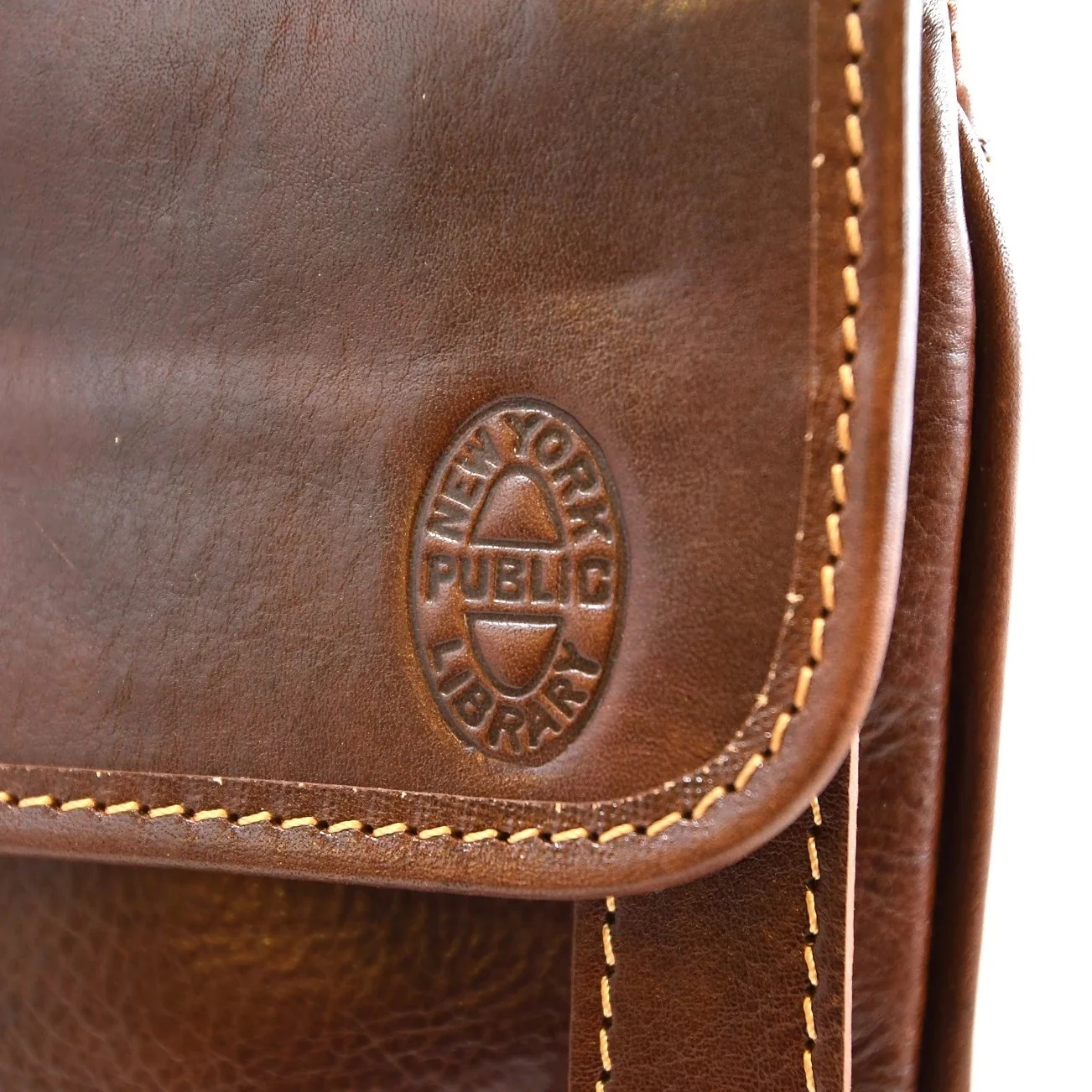Leather NYPL Bookbinding Stamp Crossbody Bag - Image 3