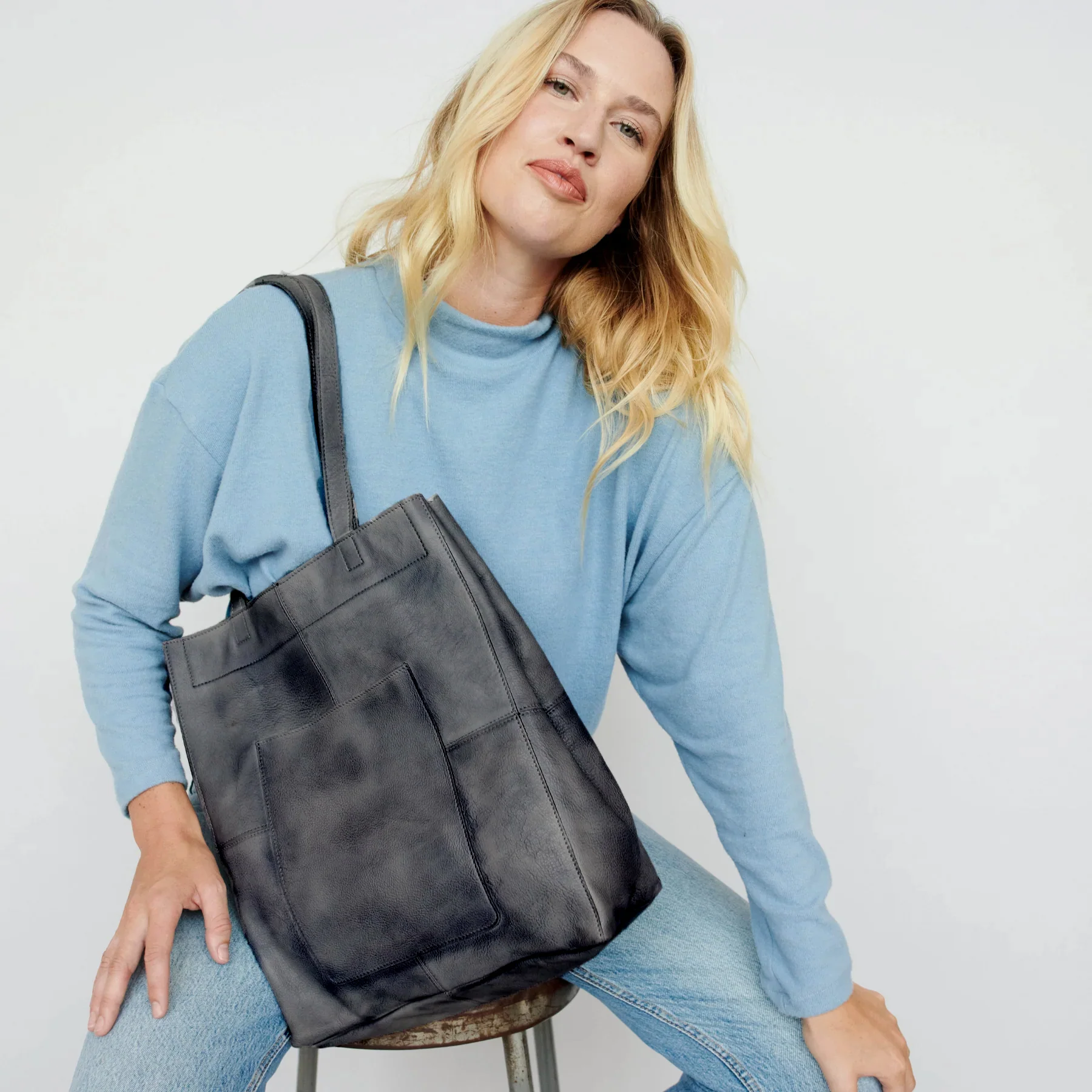 Leather Tote Bag: Margie - Image 4