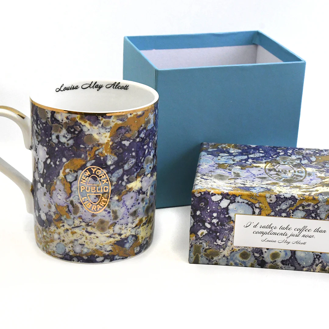 Marbleized NYPL Bookbinding Stamp Mug - Image 3