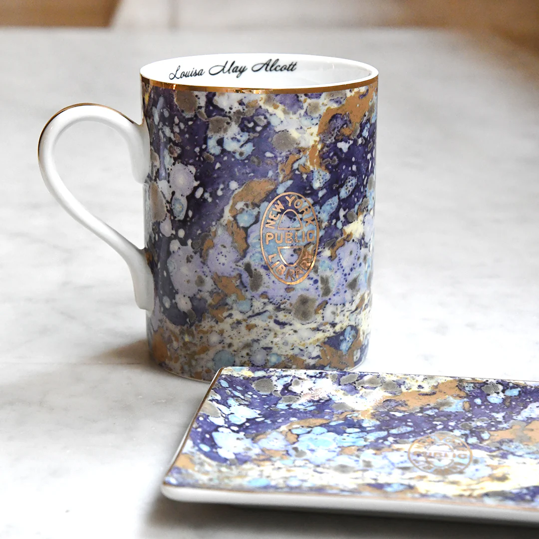 Marbleized NYPL Bookbinding Stamp Mug - Image 4