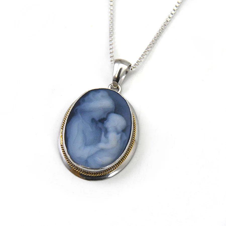 Mother & Child Agate Cameo Necklace