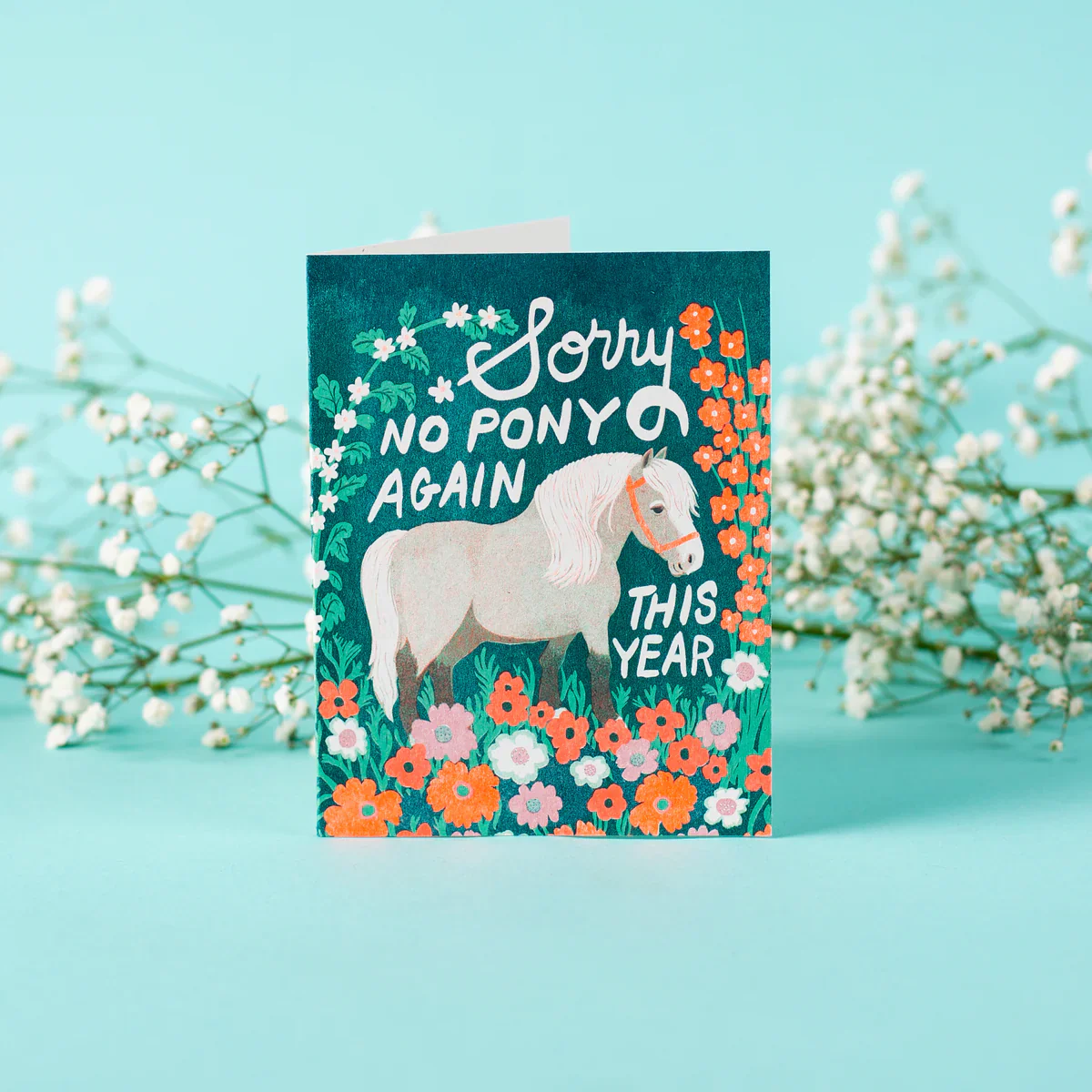 No Pony Birthday Risograph Card - Image 2
