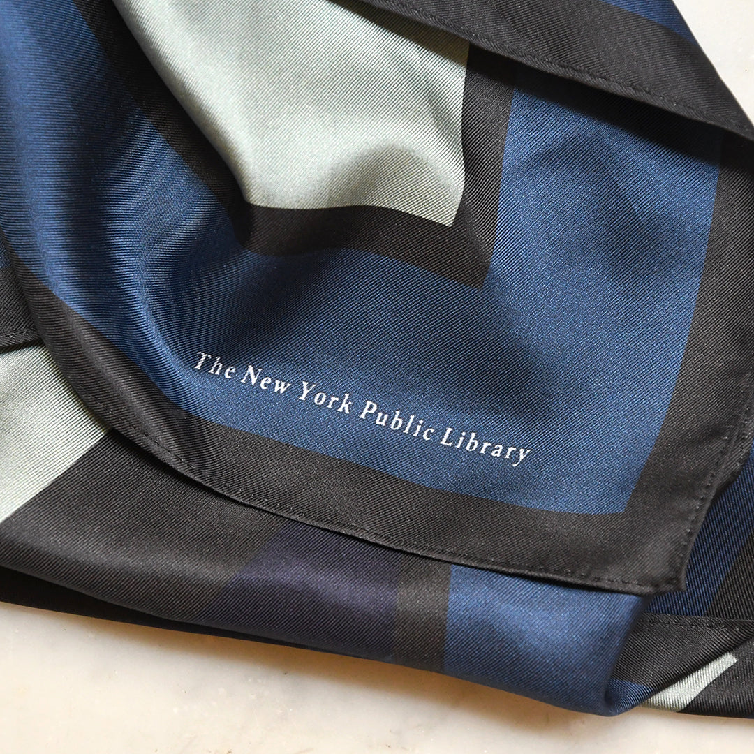 NYPL Blue Circles Silk Scarf - Image 3