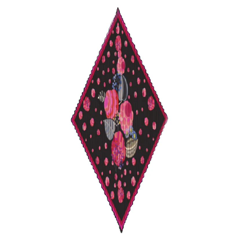 NYPL Fuchsia Roses Pleated Diamond Scarf - Image 3