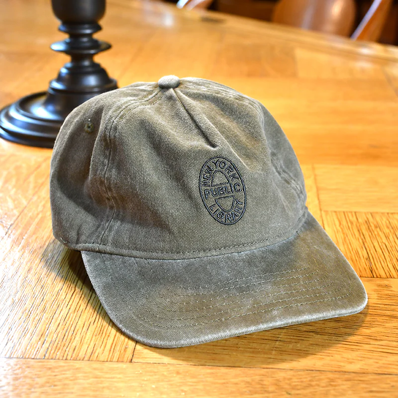 NYPL Olive Bookbinding Stamp Twill Cap - Image 3