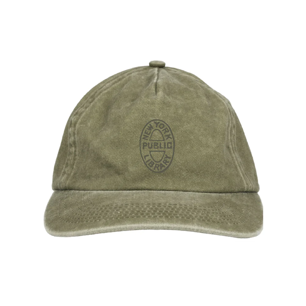 NYPL Olive Bookbinding Stamp Twill Cap - Image 4
