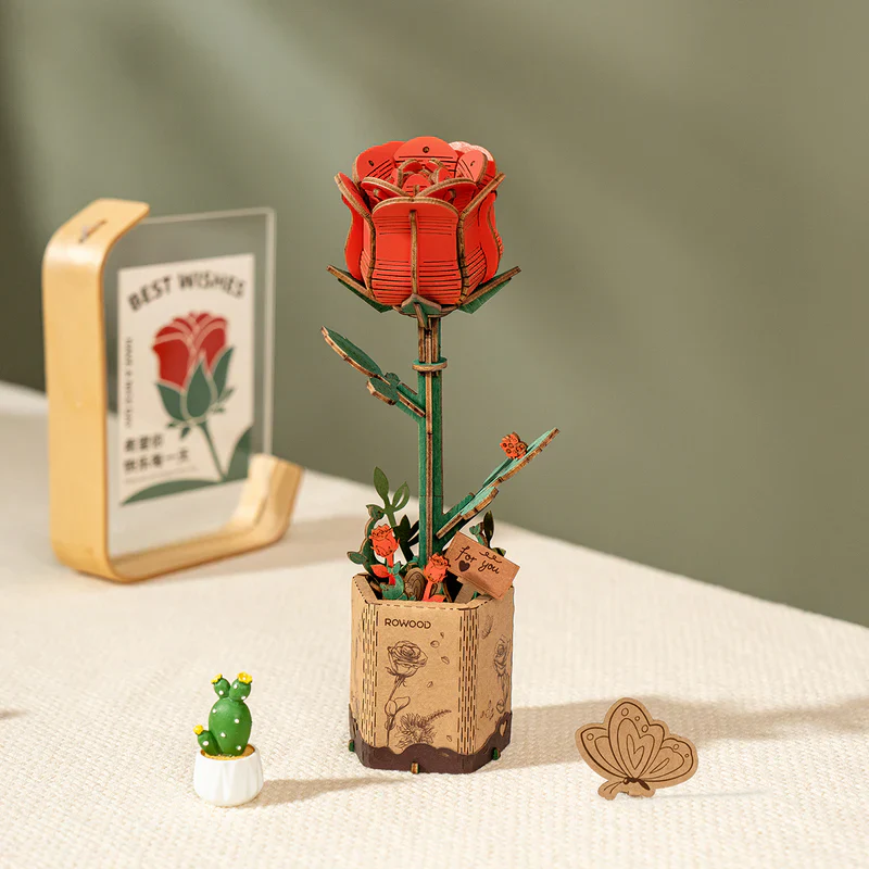 Red Rose DIY Wooden Bloom Craft - Image 2