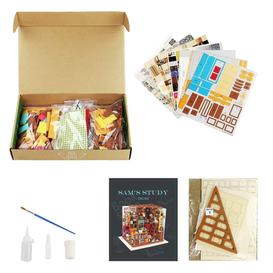 Sam's Study DIY Dollhouse Miniature Kit - Image 8