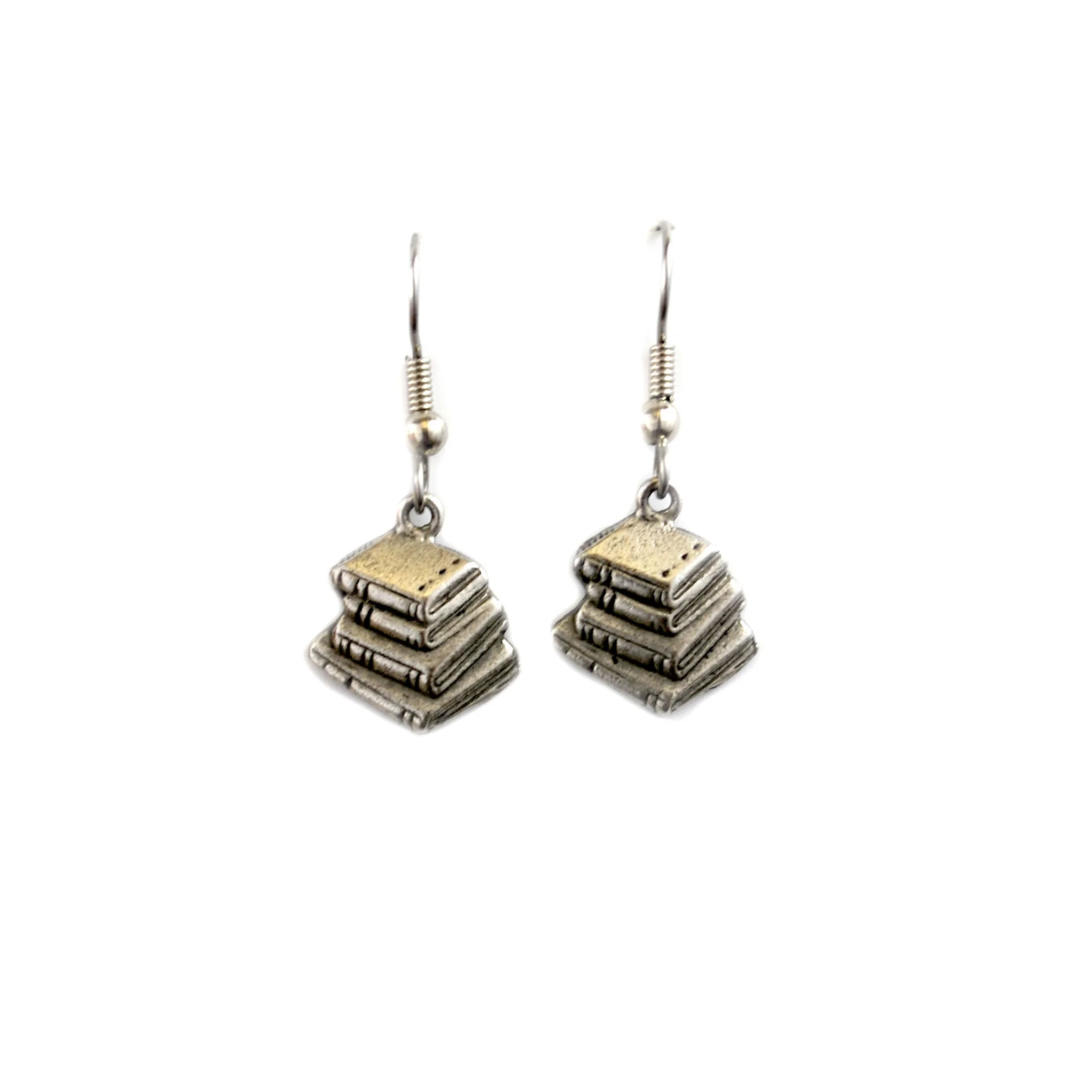 Silver Book Stack Earrings - Image 2