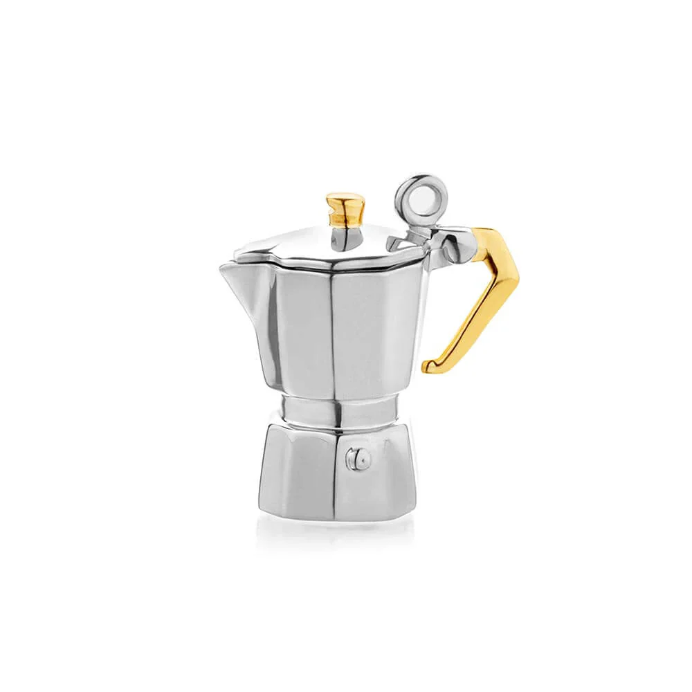 Silver Espresso Coffee Pot Charm