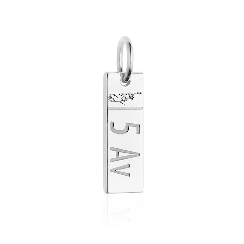 Silver Fifth Avenue Sign Charm