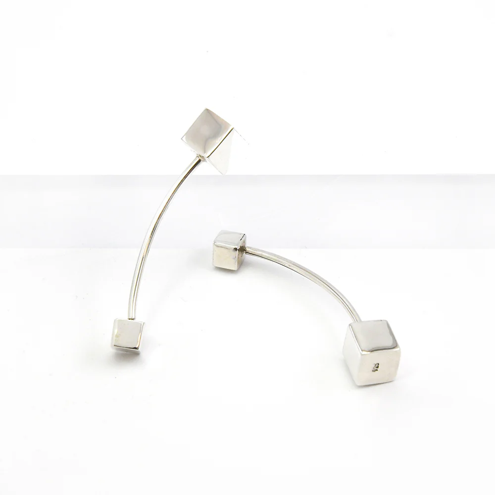 Silver Hidden Cube Earrings