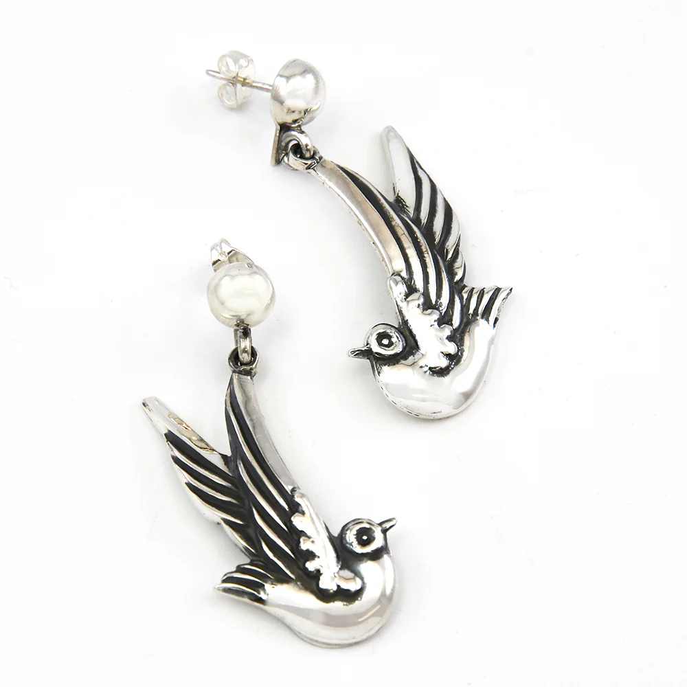 Silver Swallow Earrings - Image 2