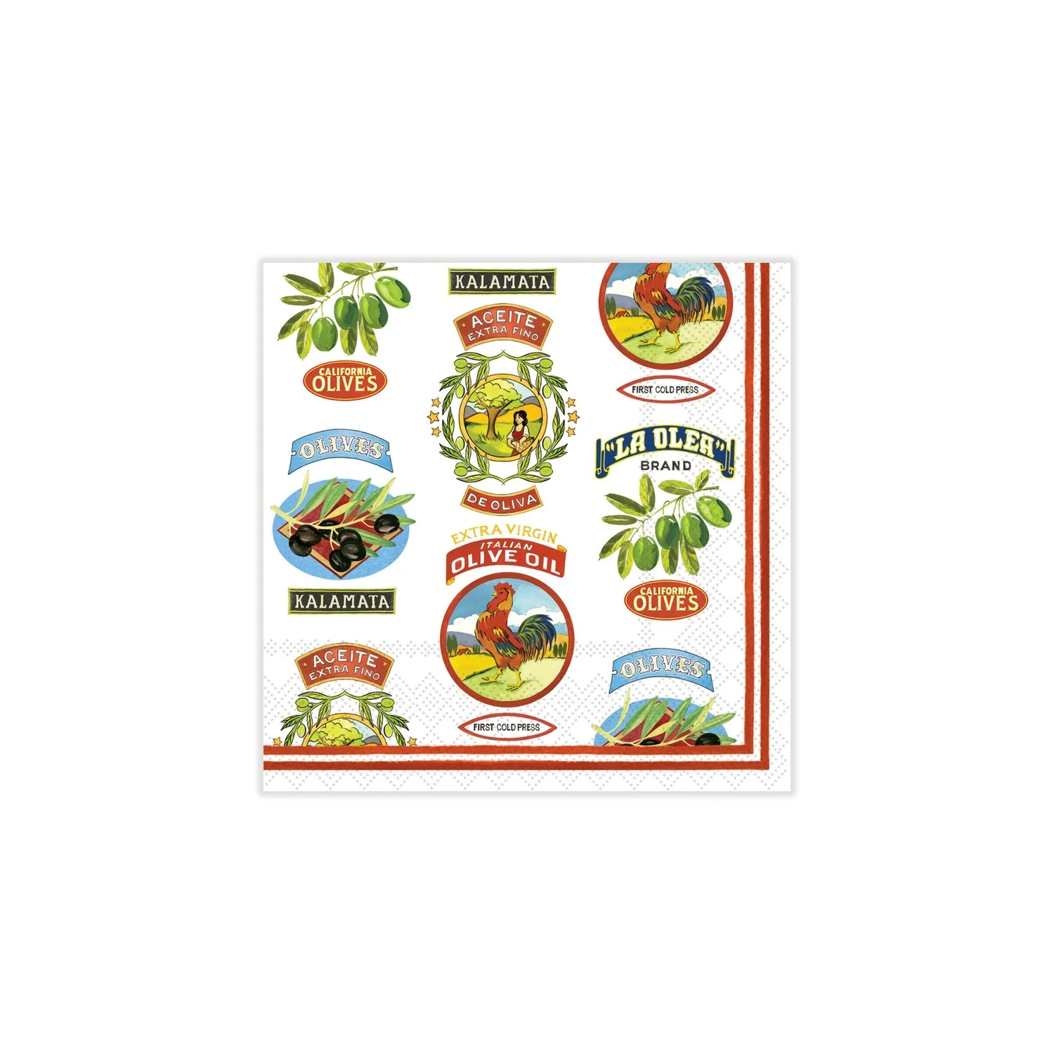 Vintage Olive Allover: Cocktail Napkins + Mini Cheese Knife Gift Set - Image 3