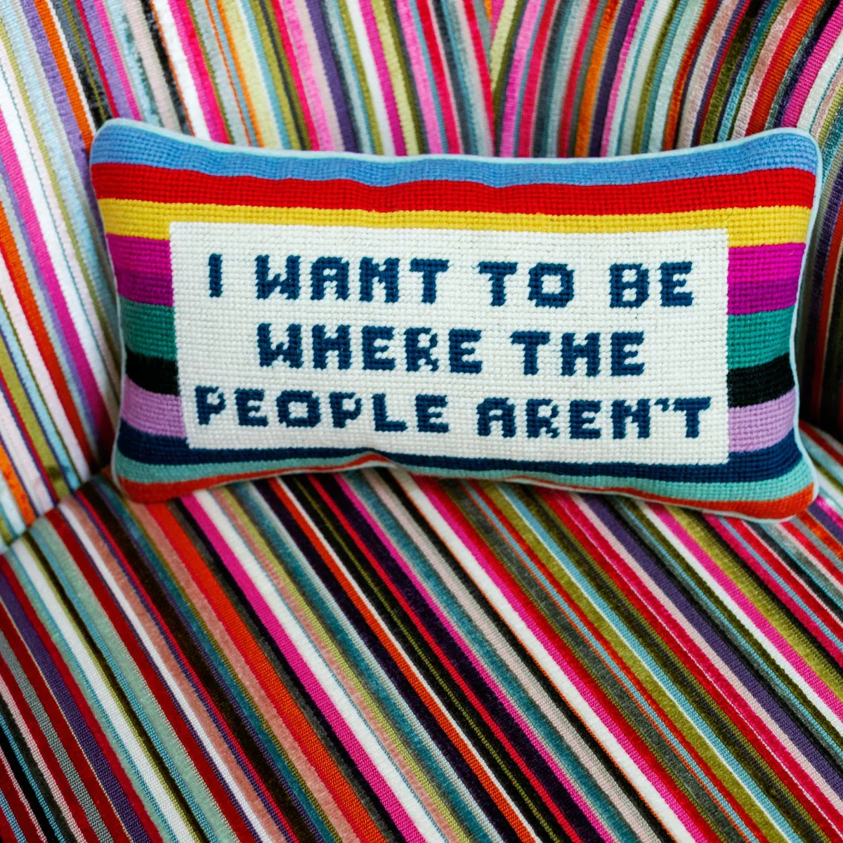 Where the People Aren't Needlepoint Pillow - Image 4